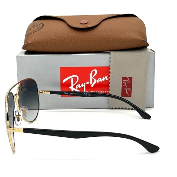 Ray Ban AVIATOR RB3675 90003F Black on Arista / Clear Gradient Blue 58mm - Picture 3 of 4